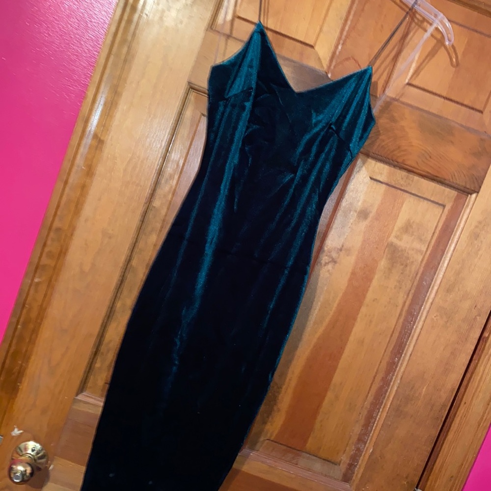 Emerald green Velvet dress